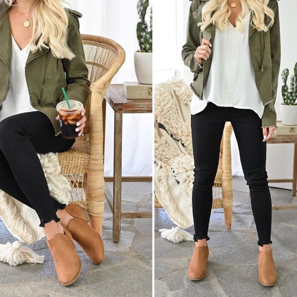 Cognac Prism V Cut Low Heel Ankle Booties - Picture 3 of 3